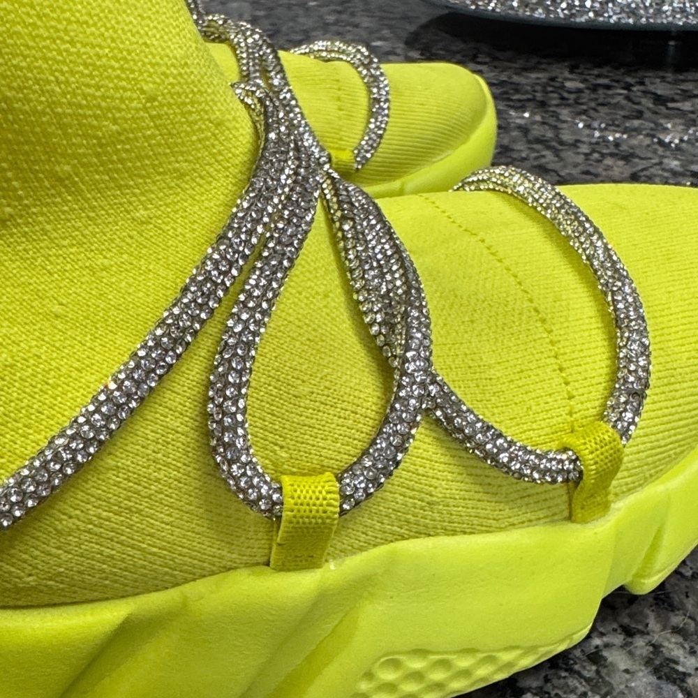 Cape Robbin Neon Yellow Sneakers with Silver Accents 10 - Picture 11 of 13